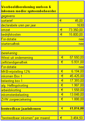 voorbeeldberekening uurtarief medior systeembeheerder